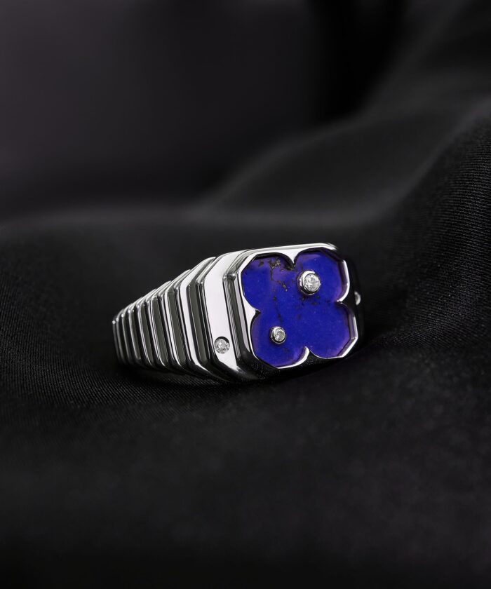 Кольцо-маяк Линза Френеля белое золото