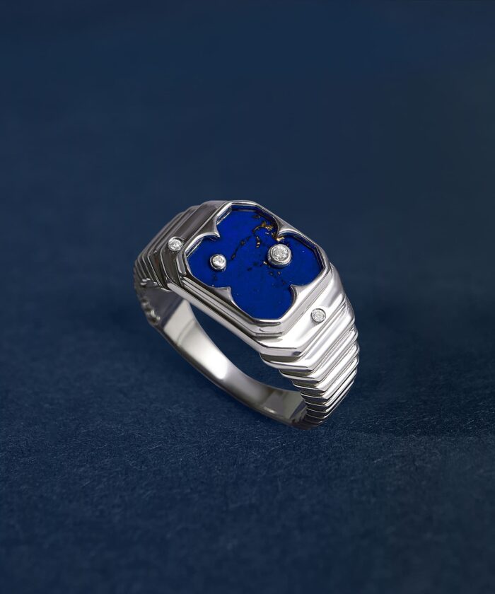 Кольцо-маяк Линза Френеля серебро