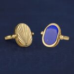 Кольцо-перевертыш Вращение судьбы серебро с позолотой лазурит