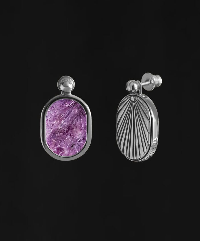 Серьги-перевертыши серебро чароит