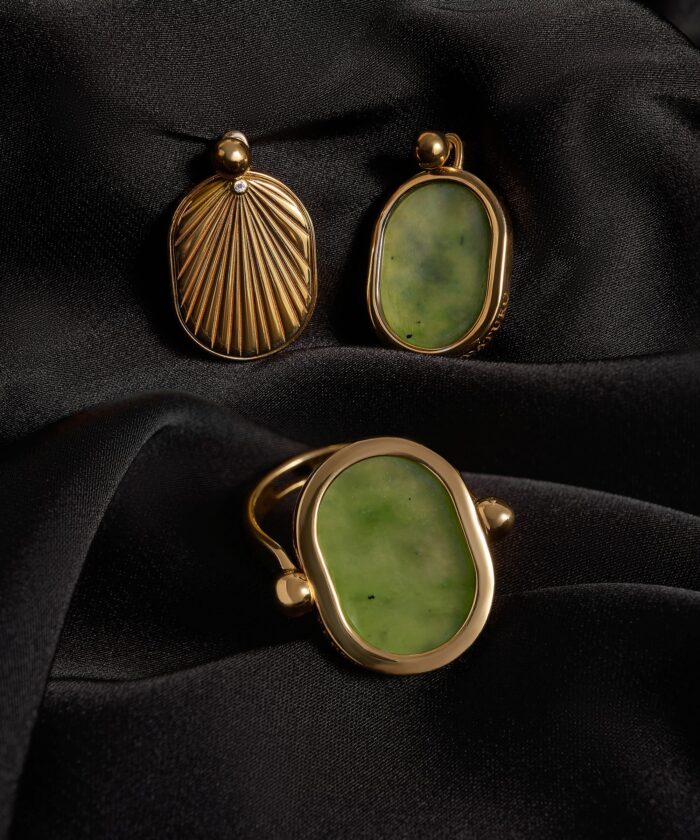 Комплект «Вращение» серебро с позолотой