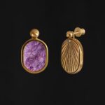 Серьги-перевертыши серебро с позолотой чароит